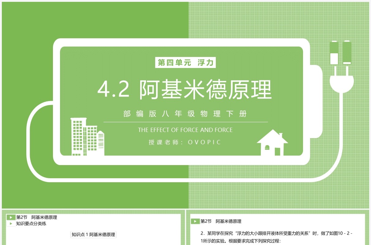部编版八年级物理下册阿基米德原理课件PPT模板