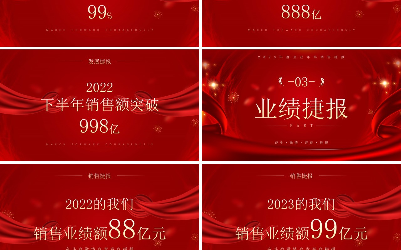 红金大气风年终销售捷报PPT模板