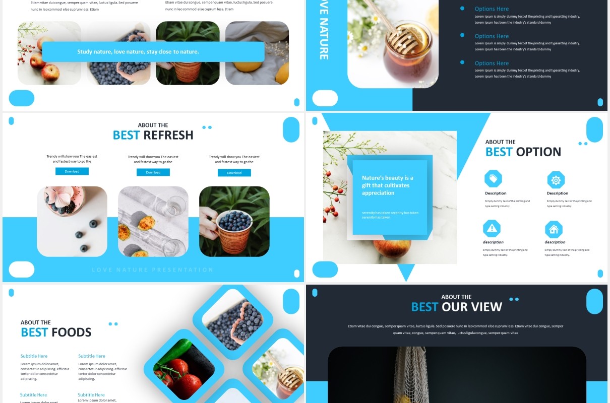 国外蓝色简约信息图表PPT模板coconut powerpoint template