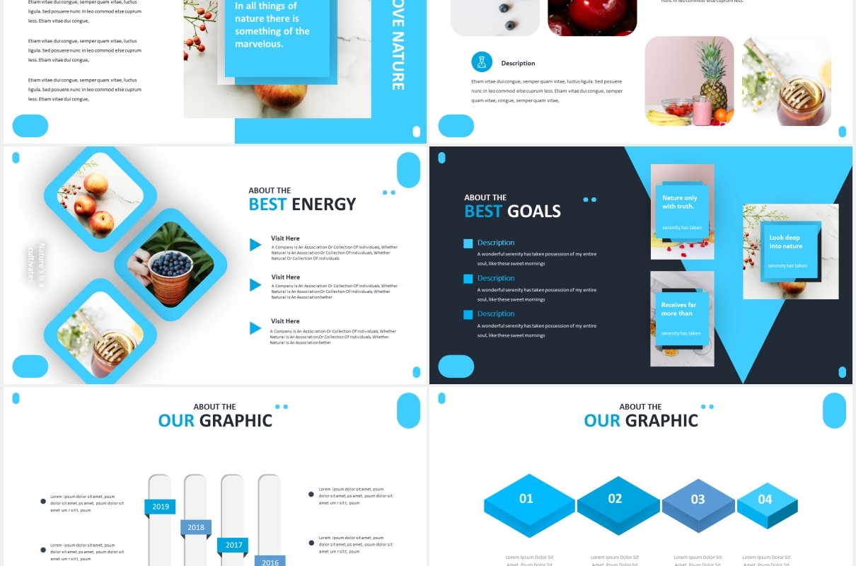 国外蓝色简约信息图表PPT模板coconut powerpoint template