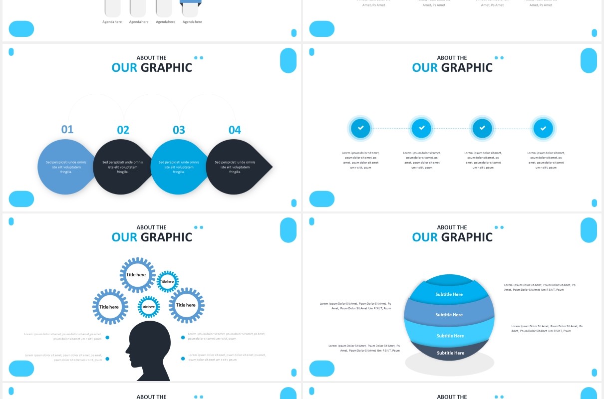 国外蓝色简约信息图表PPT模板coconut powerpoint template