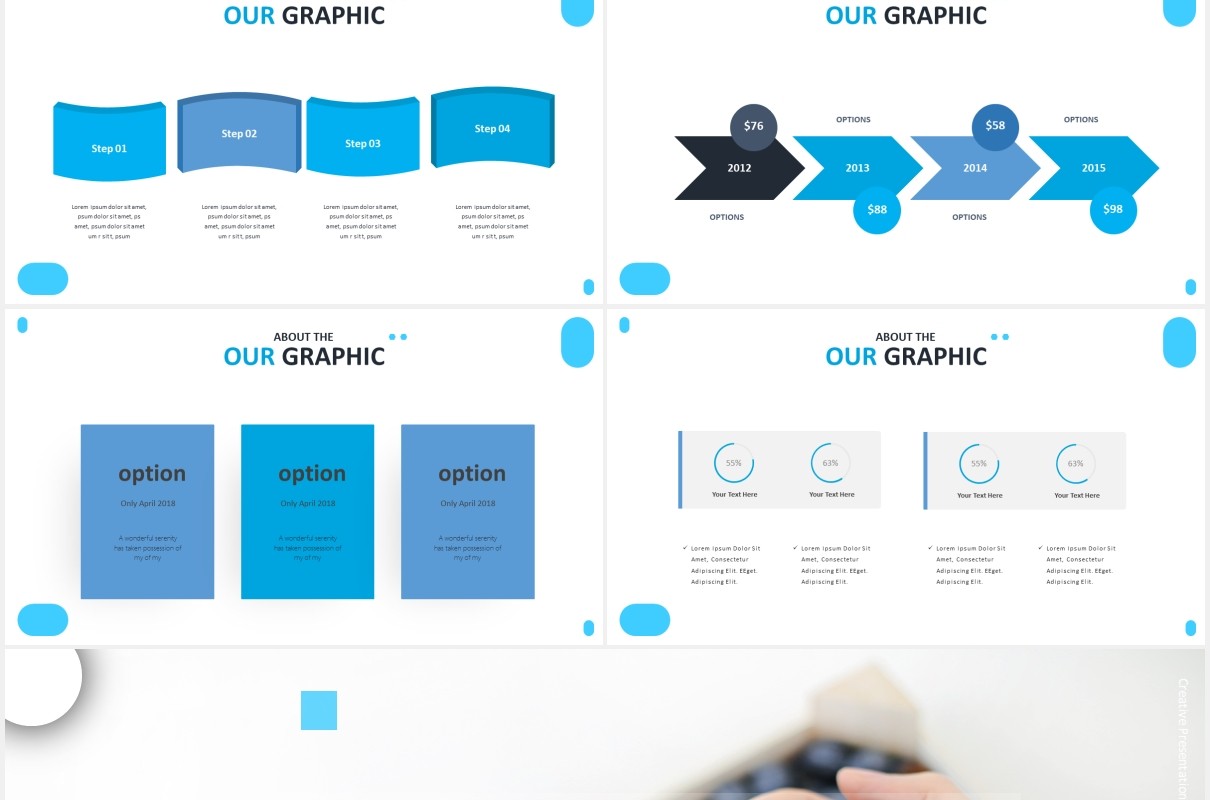 国外蓝色简约信息图表PPT模板coconut powerpoint template