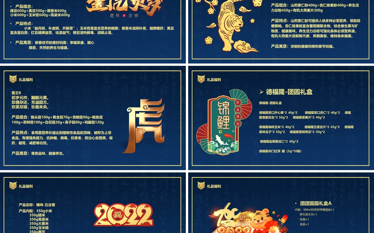 蓝色中国风员工春节福利发放方案PPT模板