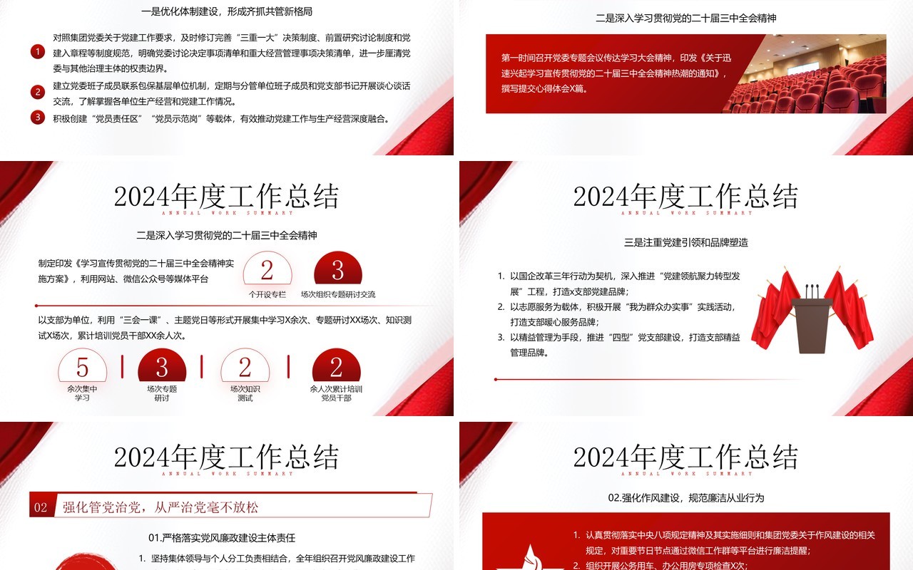 红色简约风党委书记个人述责述廉报告PPT模板