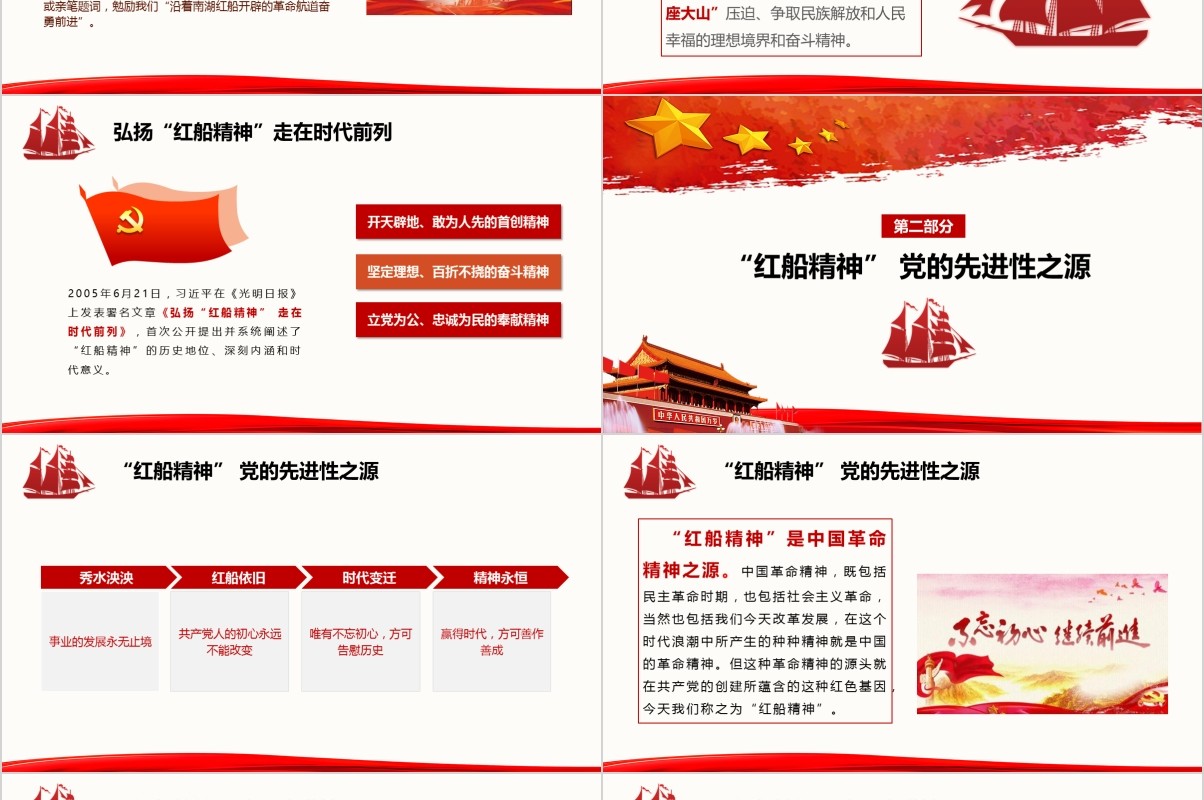 不忘初心弘扬红船精神主题党课PPT模板