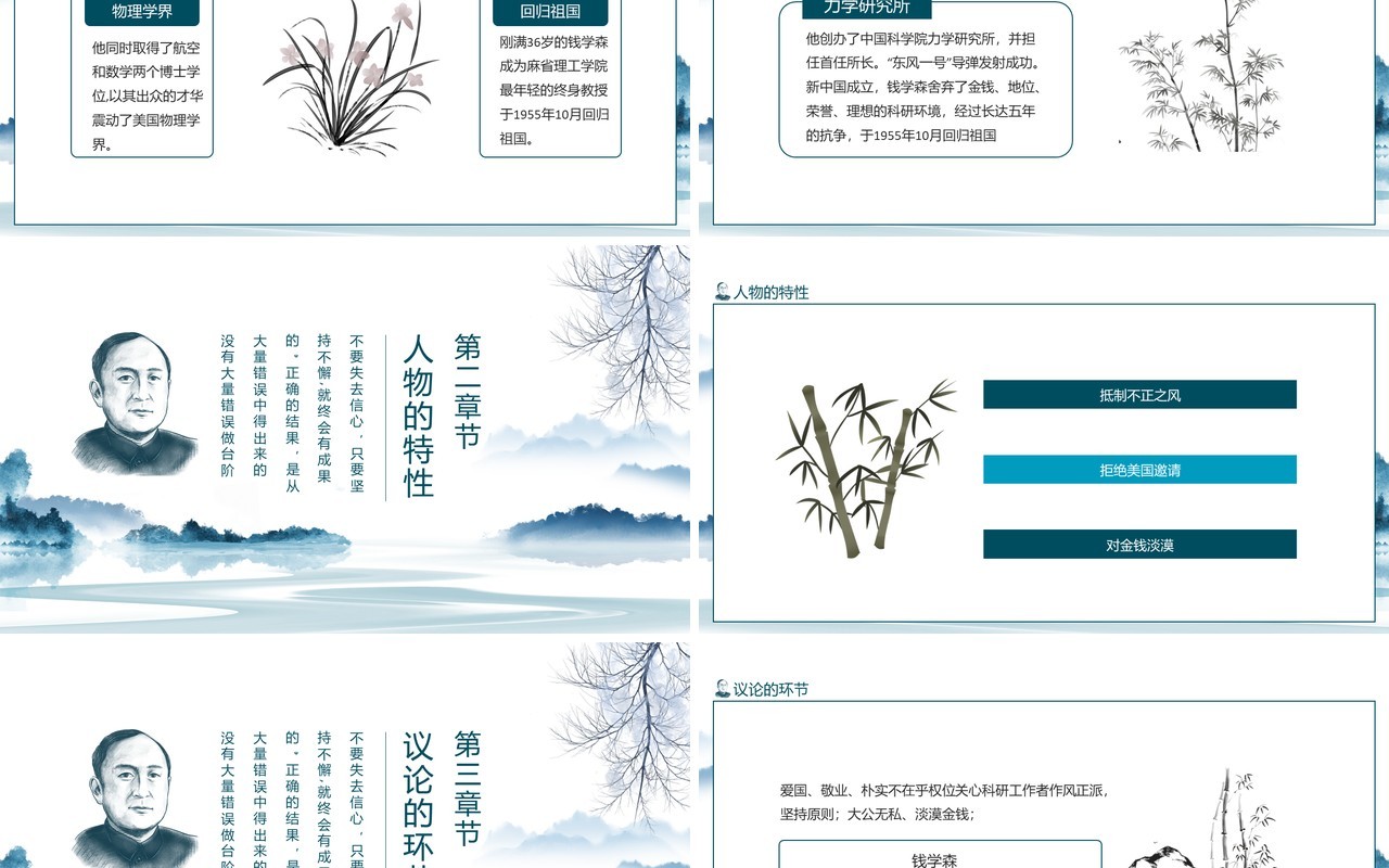 民族之魂人民科学家钱学森的精神风采动态PPT模板