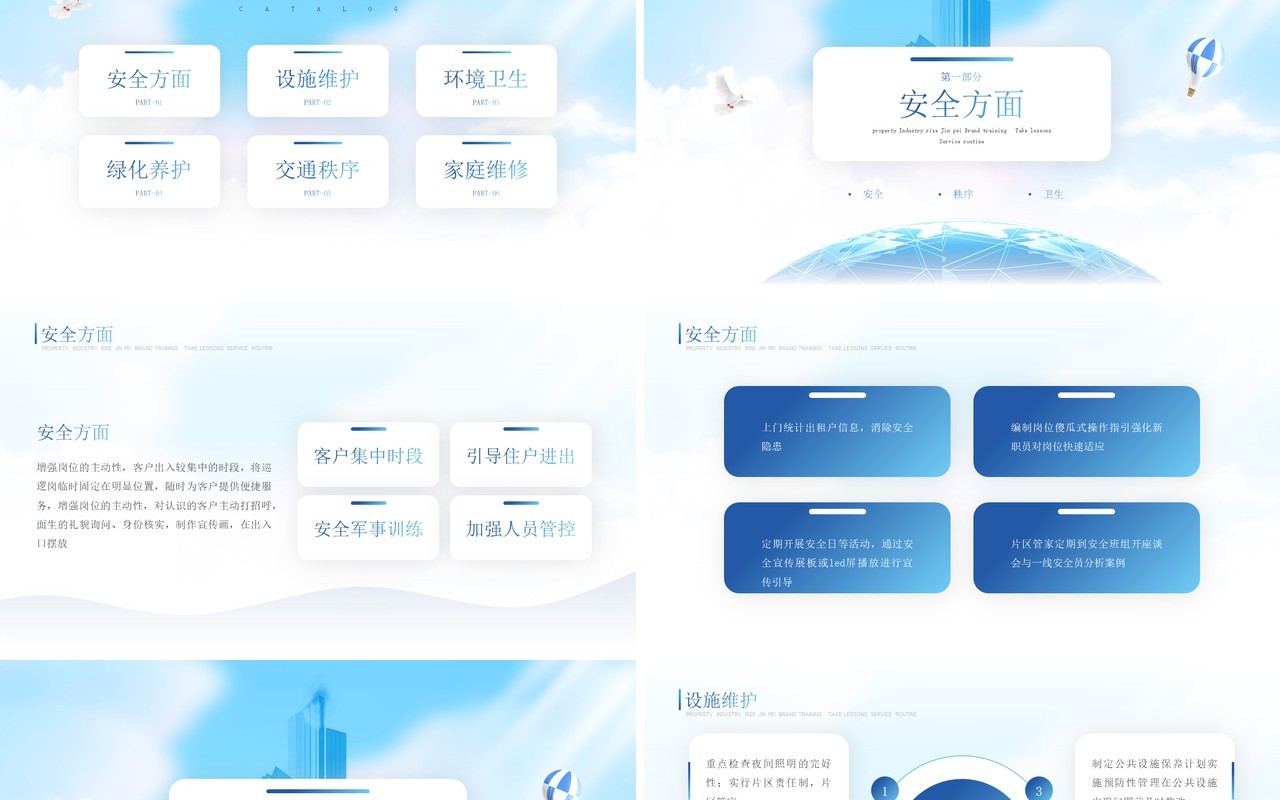 蓝色简约风物业金牌服务提升培训课程知识PPT模板