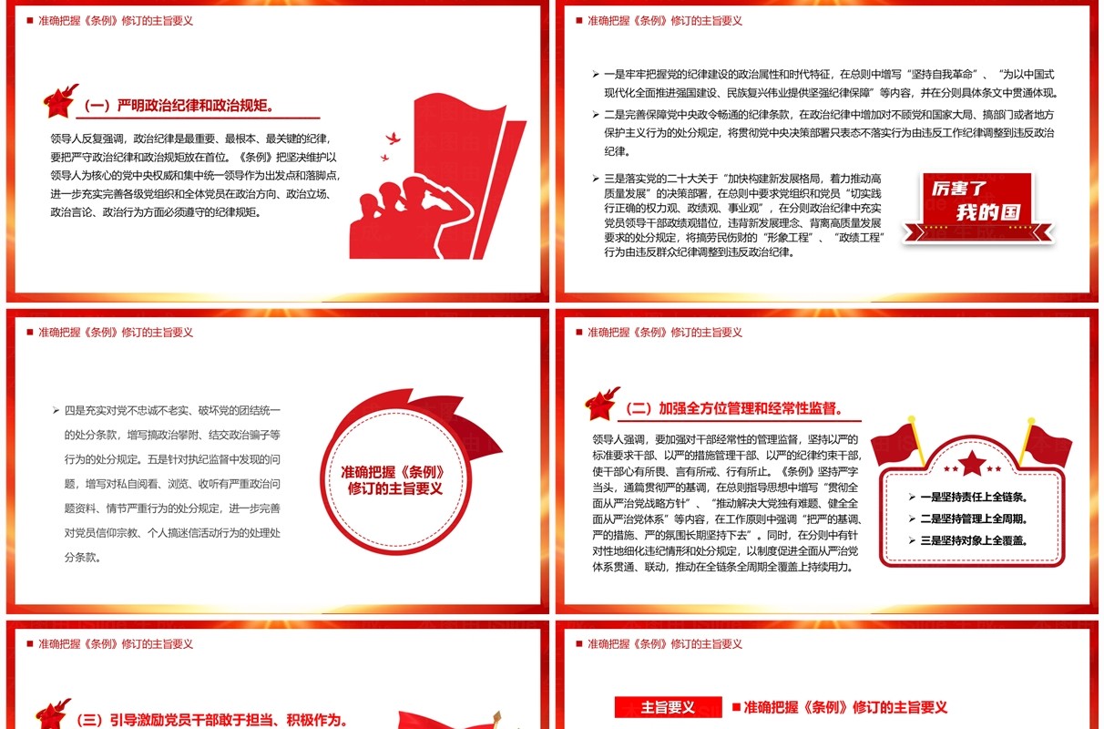 红色党政风解读中国共产党纪律处分条例PPT模板
