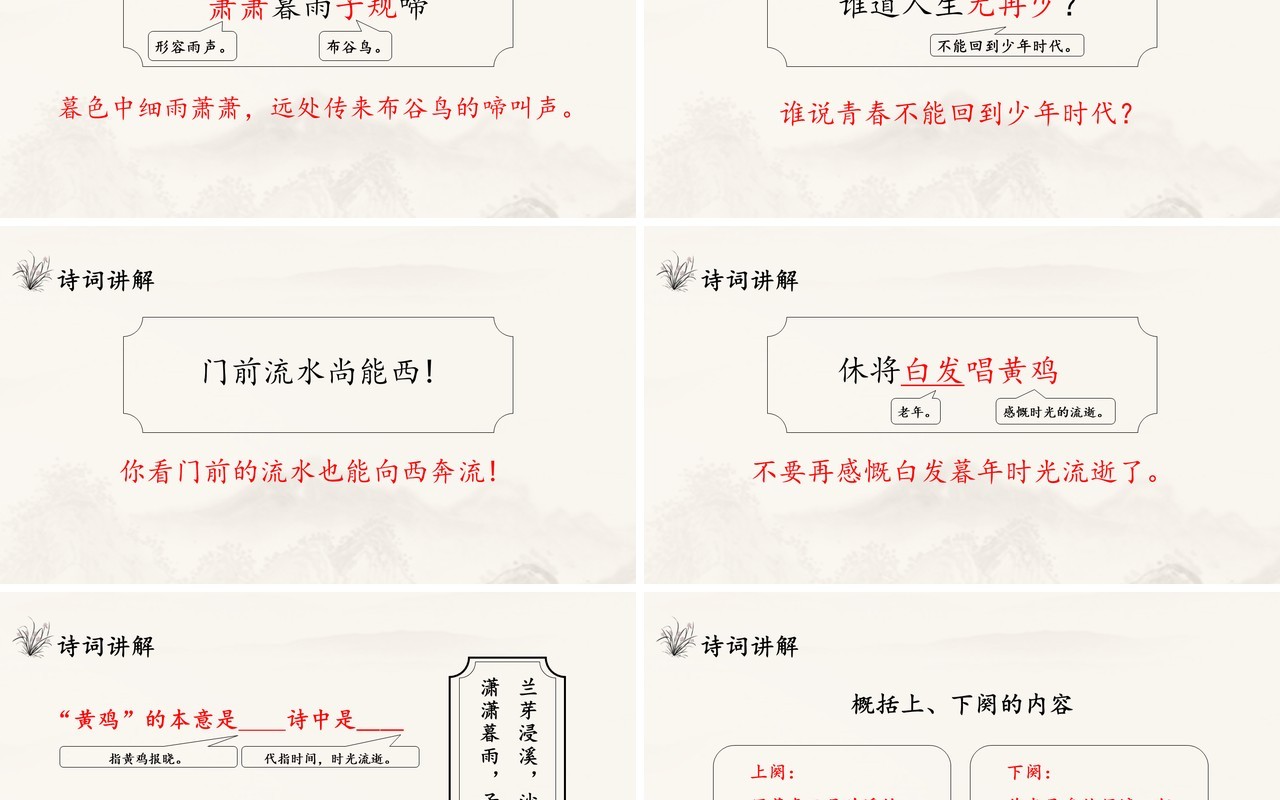 部编版六年级语文下册浣溪沙课件PPT模板