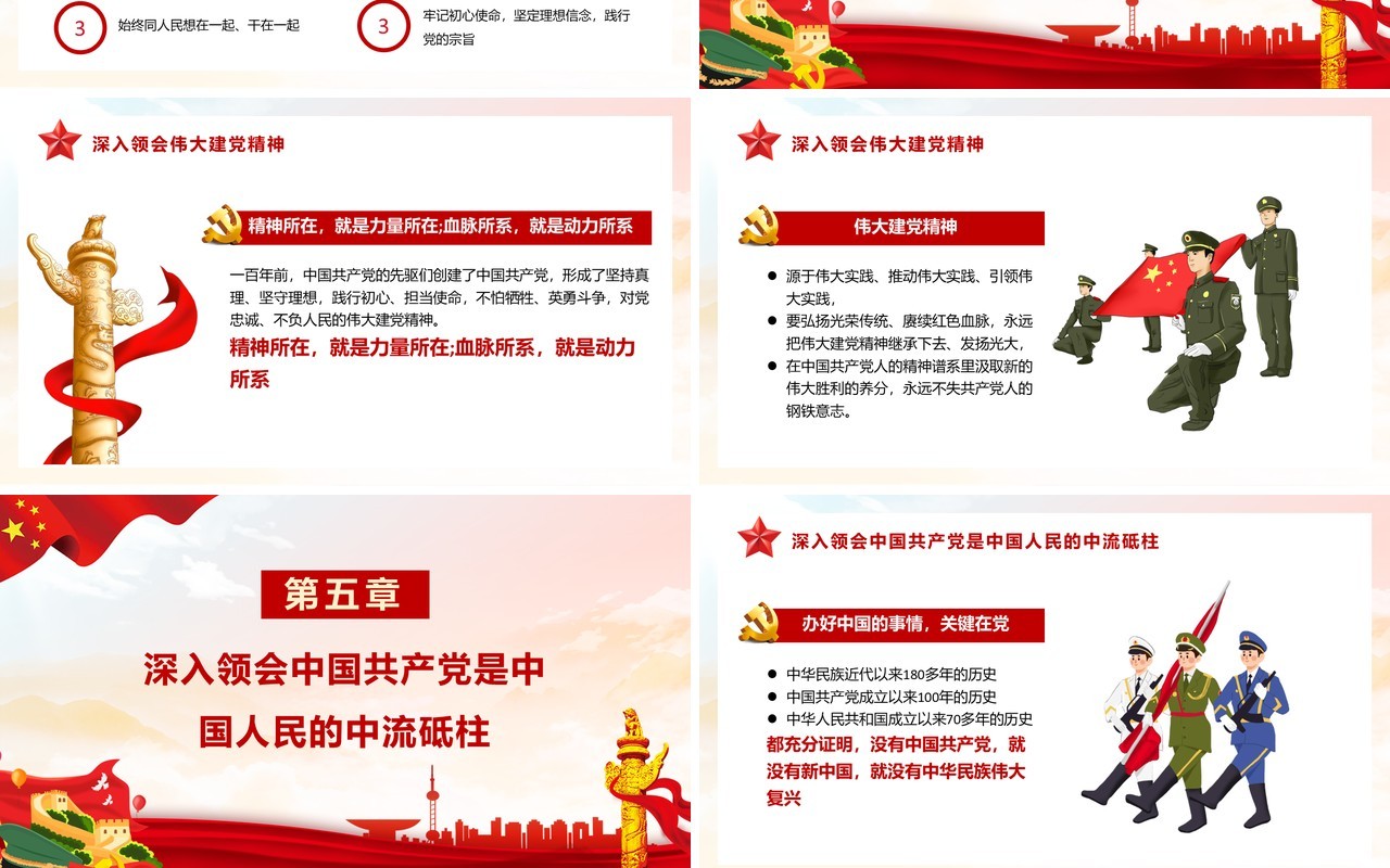 红色党政风总书记在庆祝中国共产党成立100周年大会上的重要讲话学习教育PPT模板