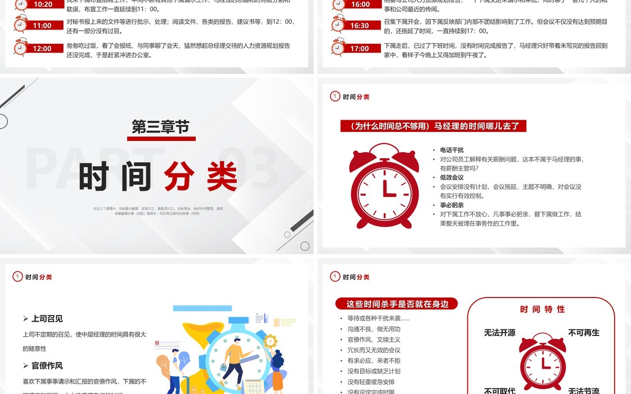 红色简约把时间管理变成一种习惯PPT模板