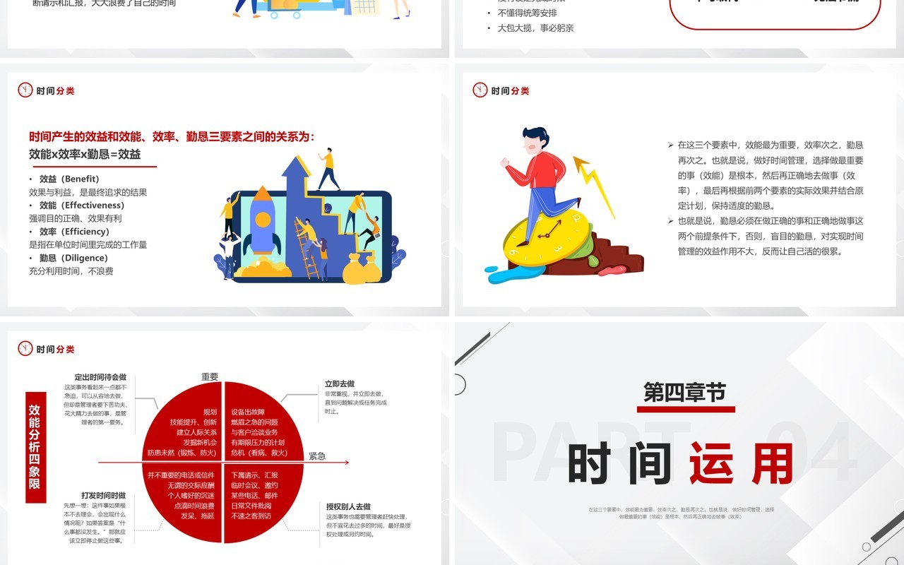 红色简约把时间管理变成一种习惯PPT模板
