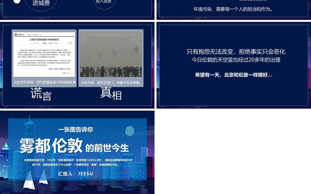 蓝色雾都伦敦的前世今生PPT模板