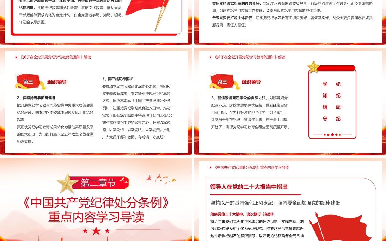 红色简约风党纪学习教育PPT模板