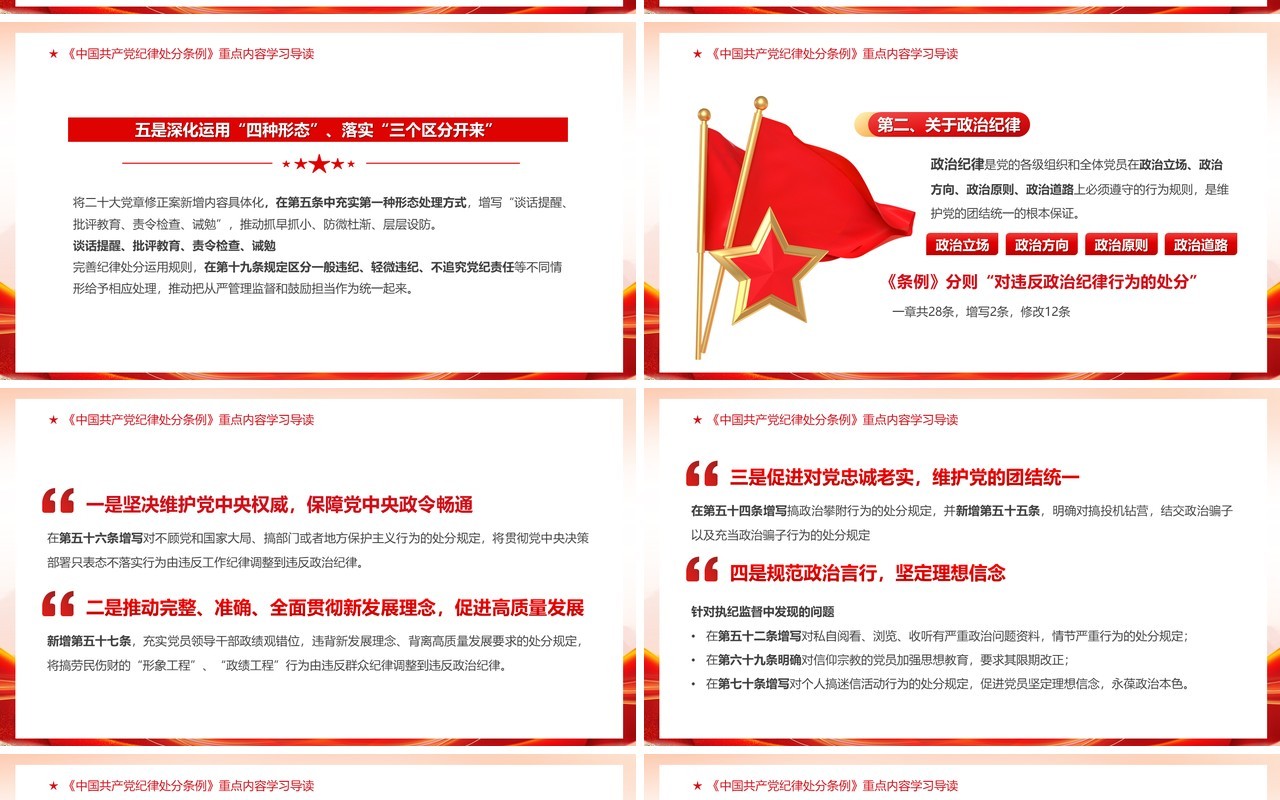 红色简约风党纪学习教育PPT模板