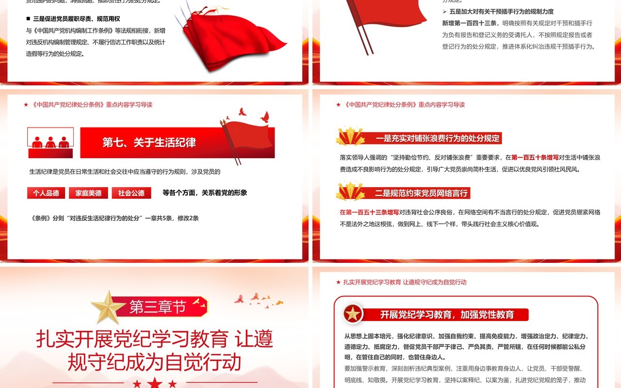 红色简约风党纪学习教育PPT模板