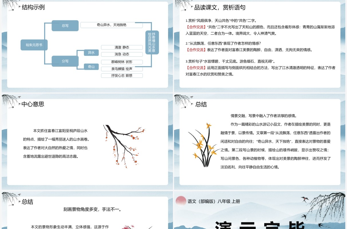 部编版八年级语文上册与朱元思书课件PPT模板