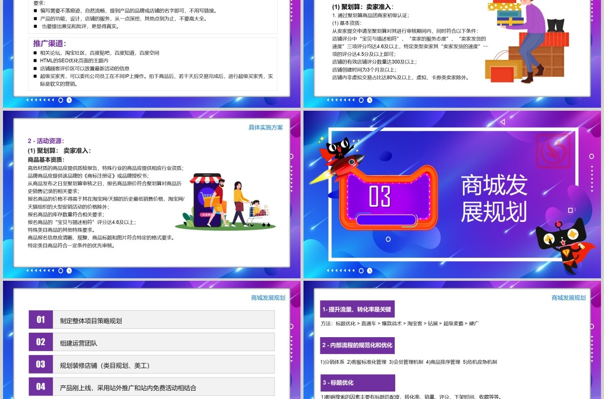 紫色品牌电商运营策划天猫商城运营计划PPT模板