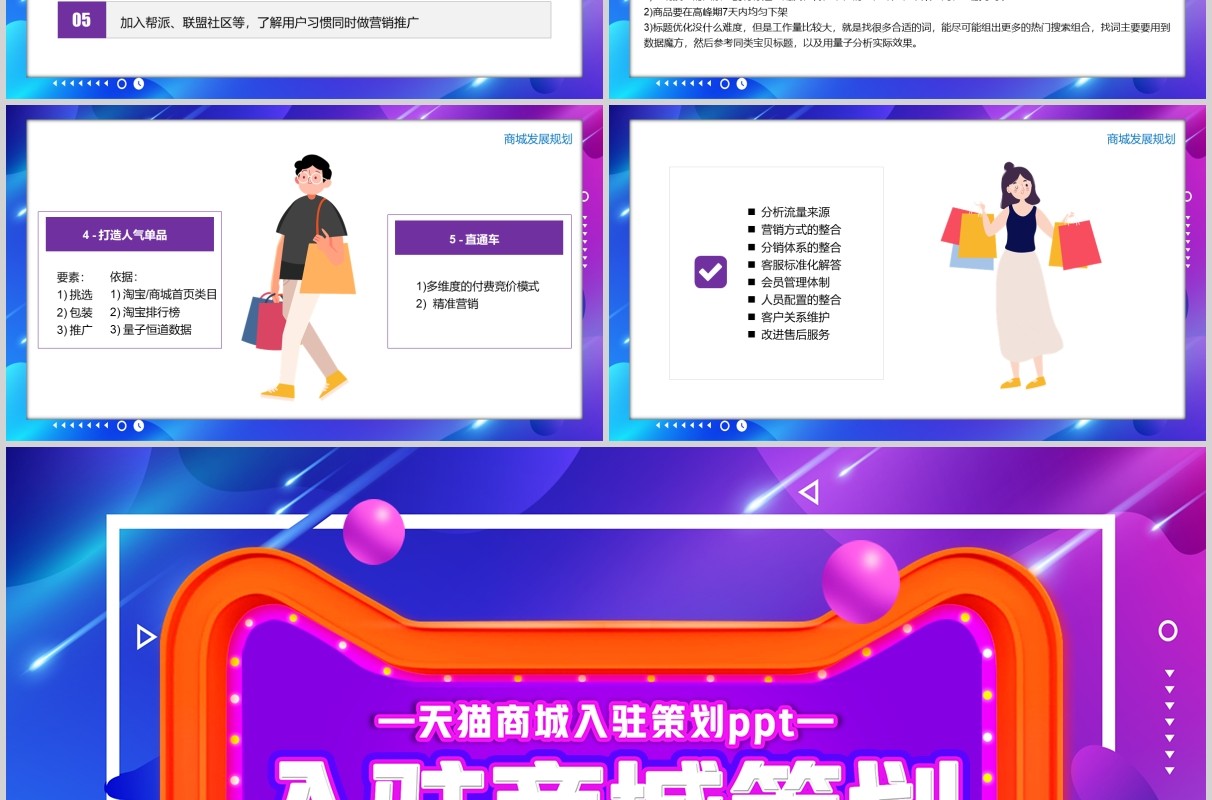 紫色品牌电商运营策划天猫商城运营计划PPT模板