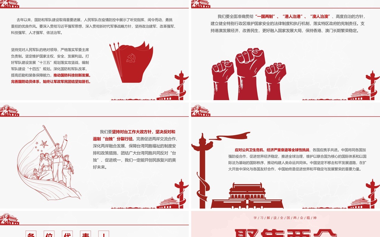 2020年政府工作报告聚焦两会讲稿内容学习PPT模板