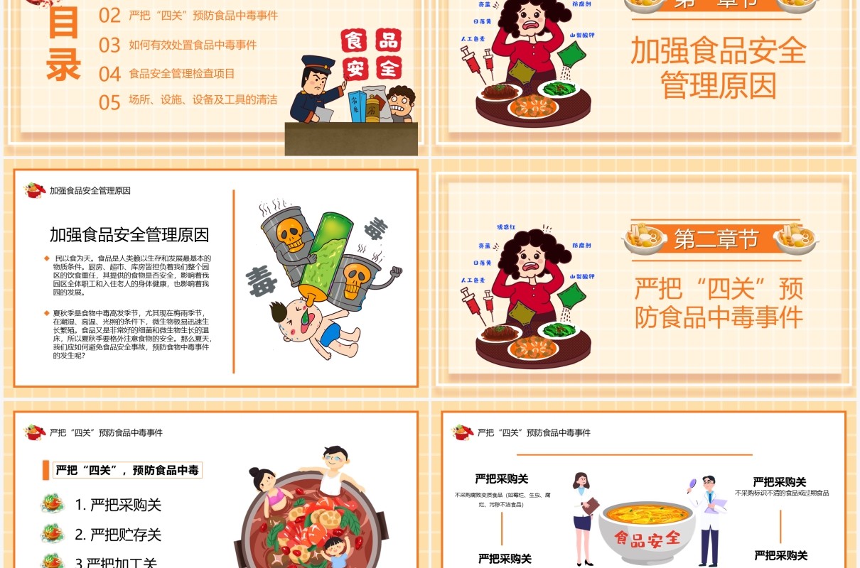 黄色卡通风如何预防食品安全事故发生教育培训PPT模板