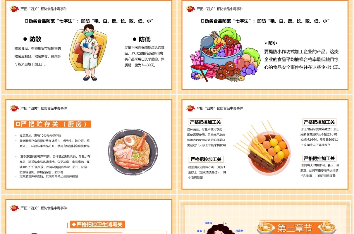 黄色卡通风如何预防食品安全事故发生教育培训PPT模板