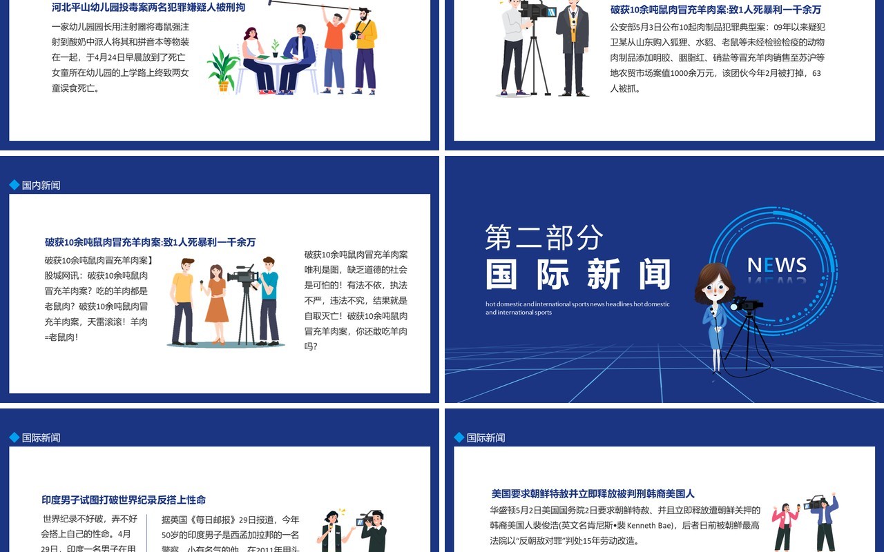 新闻播报热点国内国际体育系列新闻头条动态PPT模板