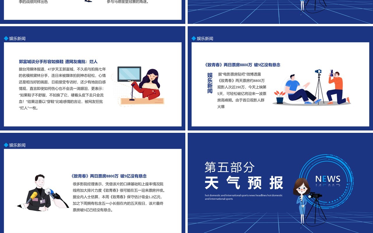 新闻播报热点国内国际体育系列新闻头条动态PPT模板
