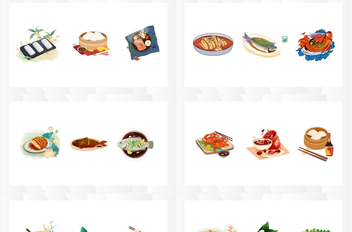 手绘美食元素PPT素材合集