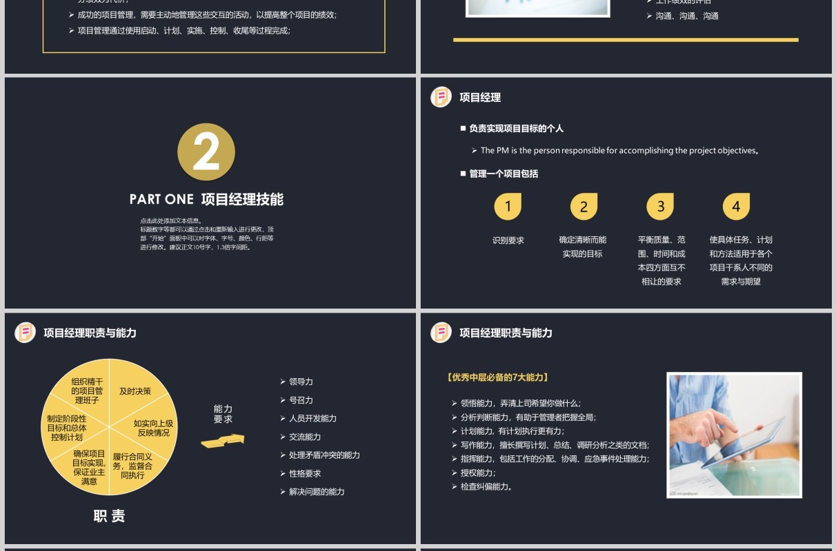 黑色项目管理流程PPT模板