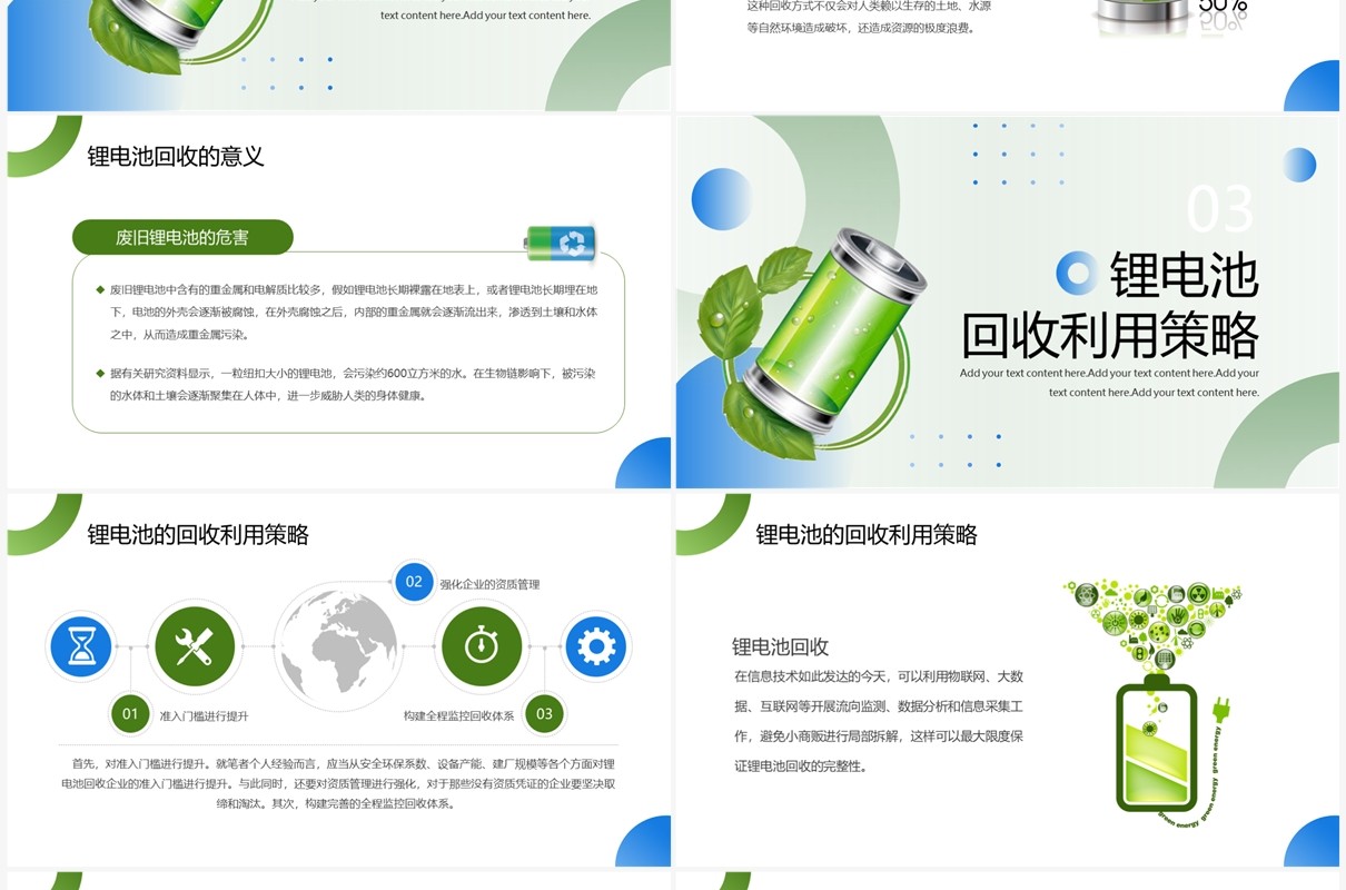 绿色锂电池的回收与利用策略PPT模板