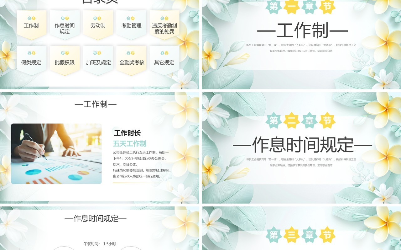 绿色清新风企业考勤管理制度PPT模板