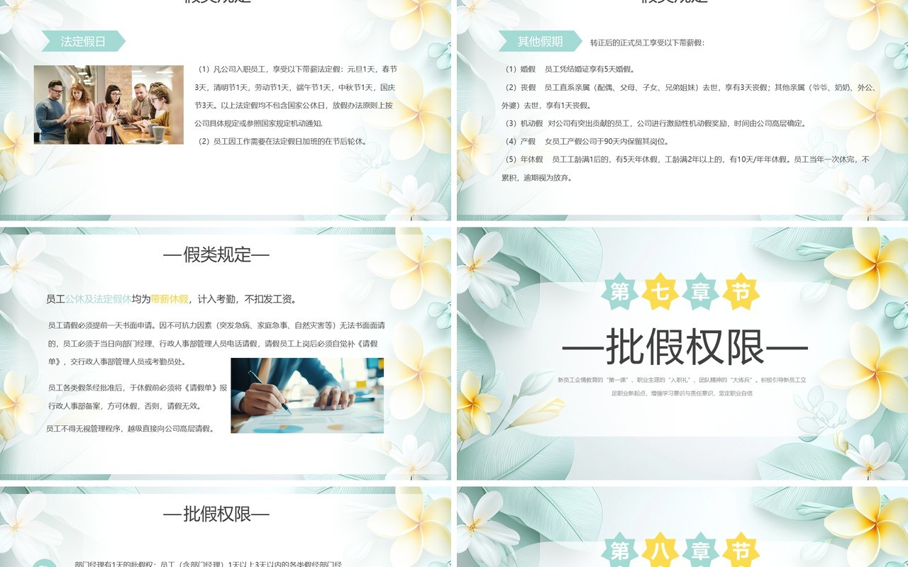 绿色清新风企业考勤管理制度PPT模板