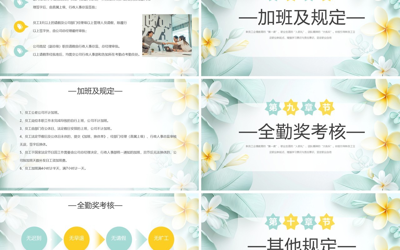 绿色清新风企业考勤管理制度PPT模板
