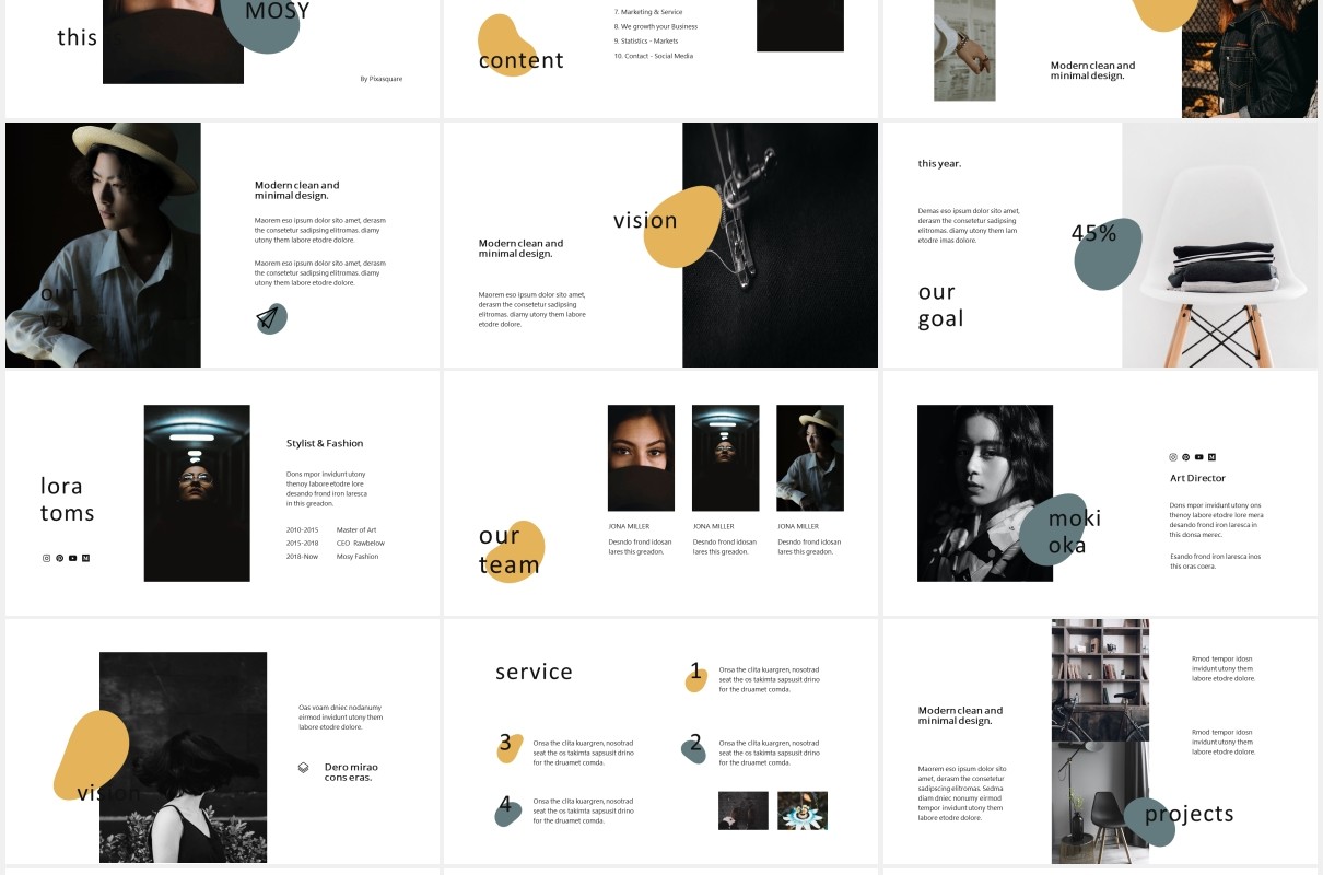 简约个人作品集图文展示简历报告PPT模板MOSY - Powerpoint Template