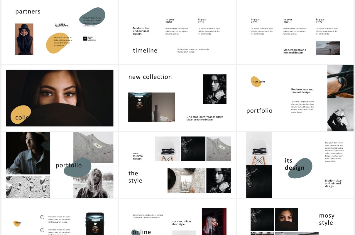 简约个人作品集图文展示简历报告PPT模板MOSY - Powerpoint Template
