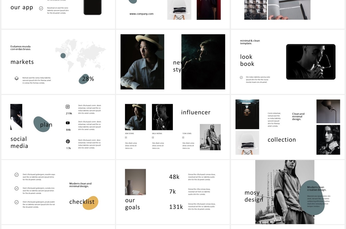 简约个人作品集图文展示简历报告PPT模板MOSY - Powerpoint Template