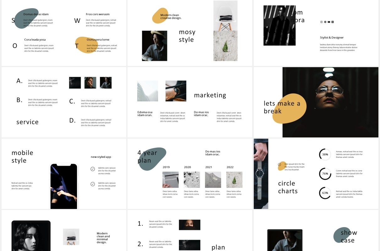 简约个人作品集图文展示简历报告PPT模板MOSY - Powerpoint Template