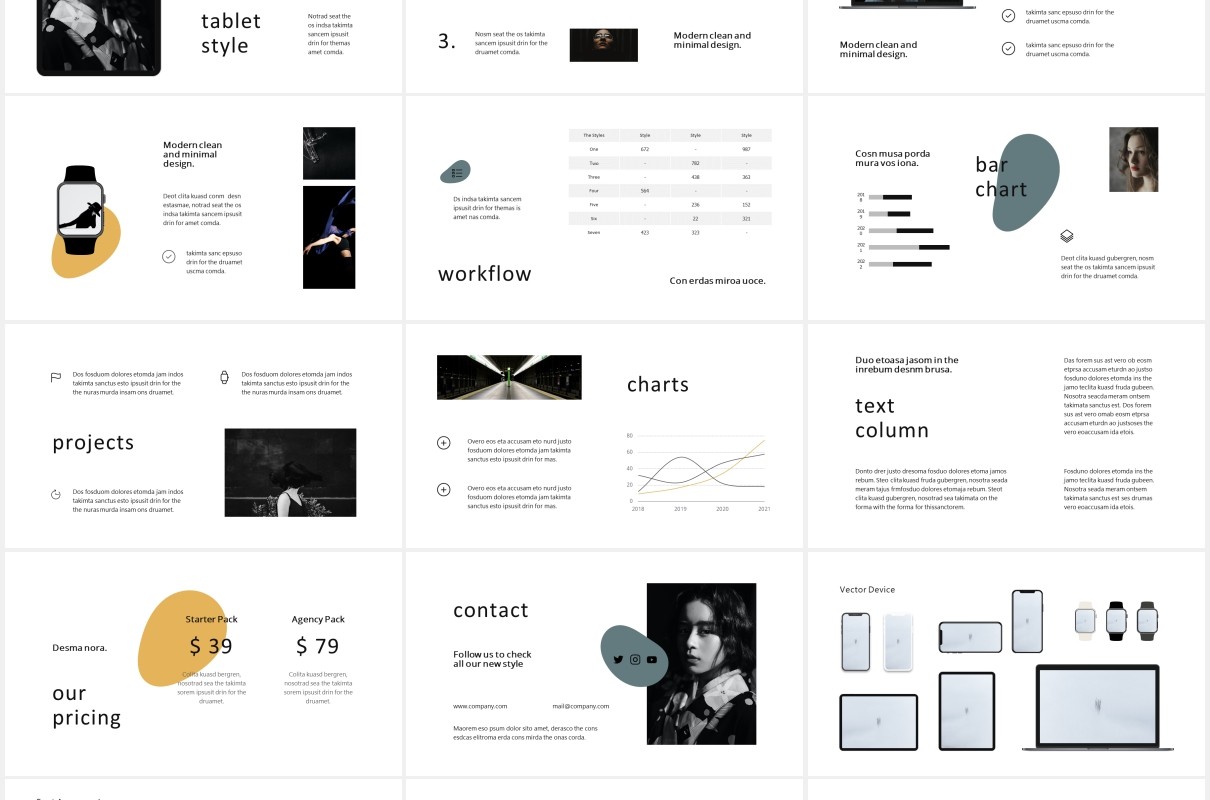 简约个人作品集图文展示简历报告PPT模板MOSY - Powerpoint Template