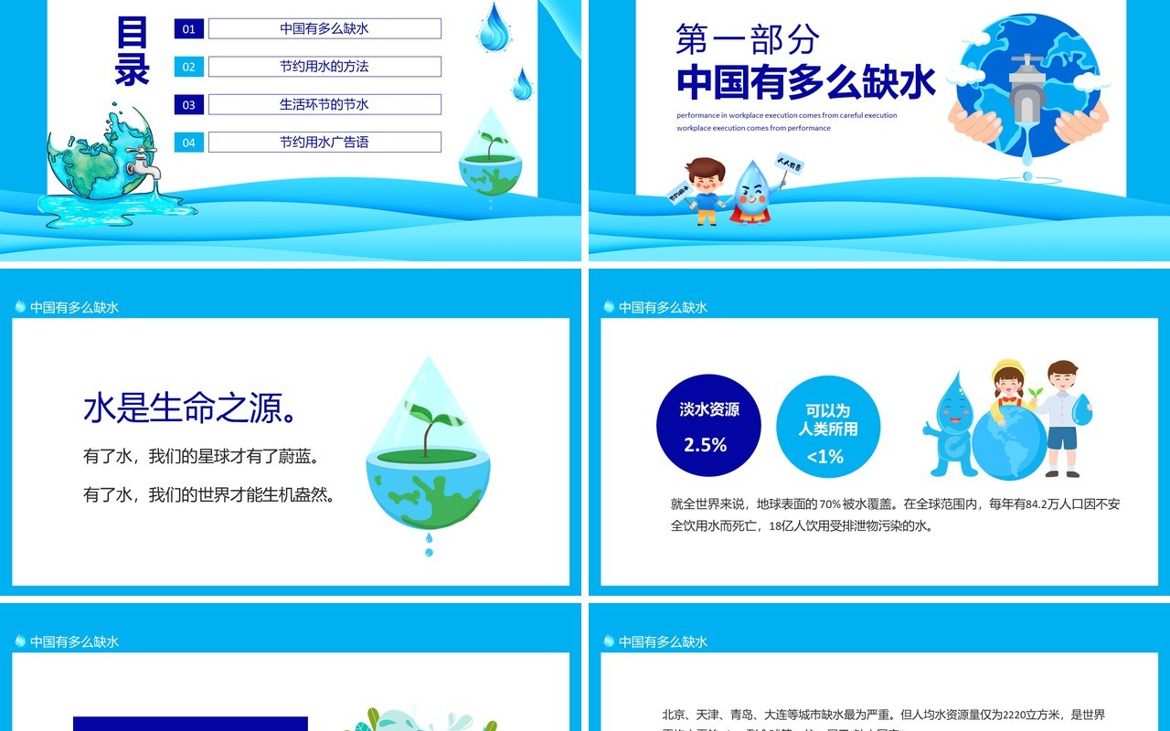 珍惜水源从我做起动态PPT模板