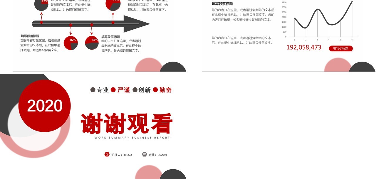 2020红色商务风工作总结工作计划总结报告通用PPT模板