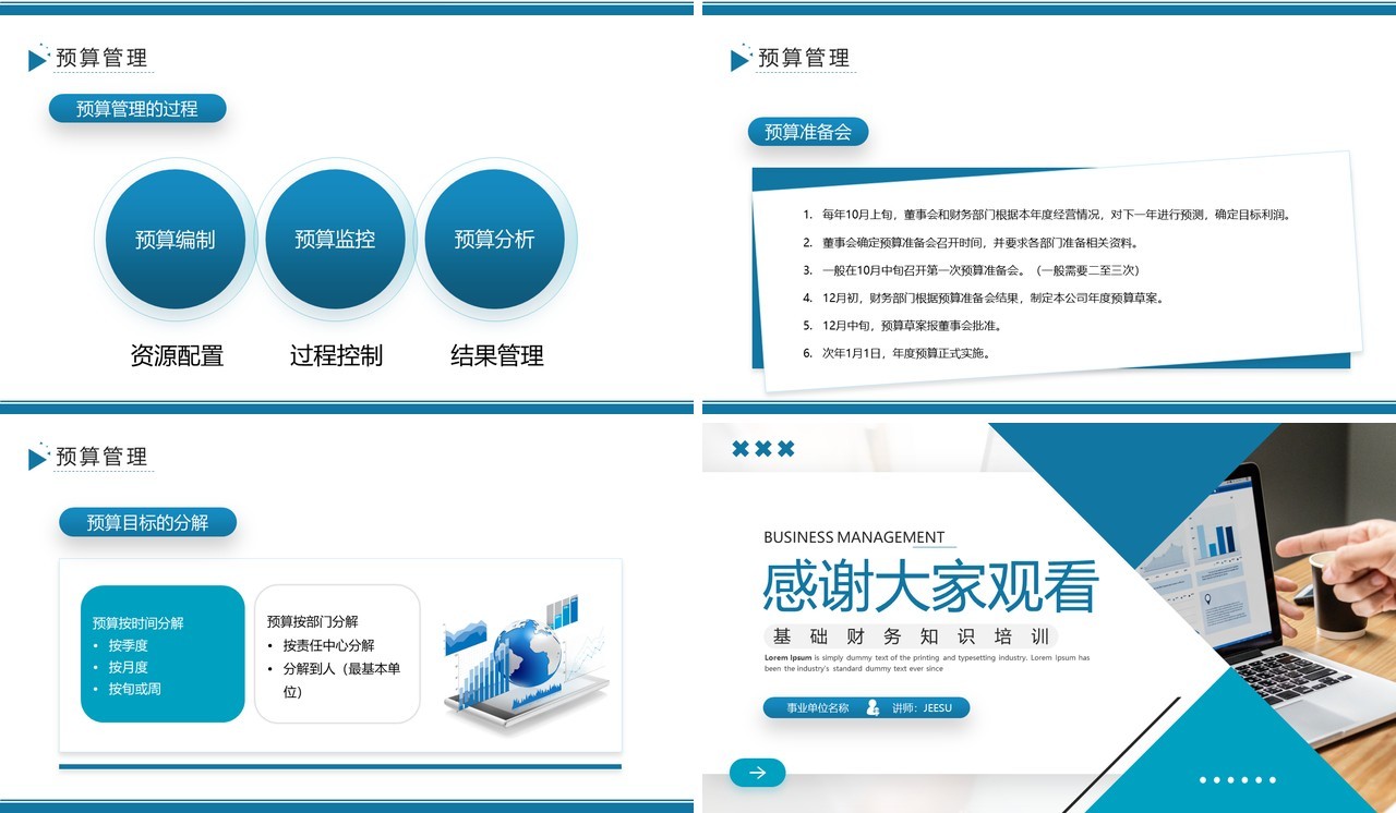 蓝色简约风企业管理基础财务知识培训PPT模板