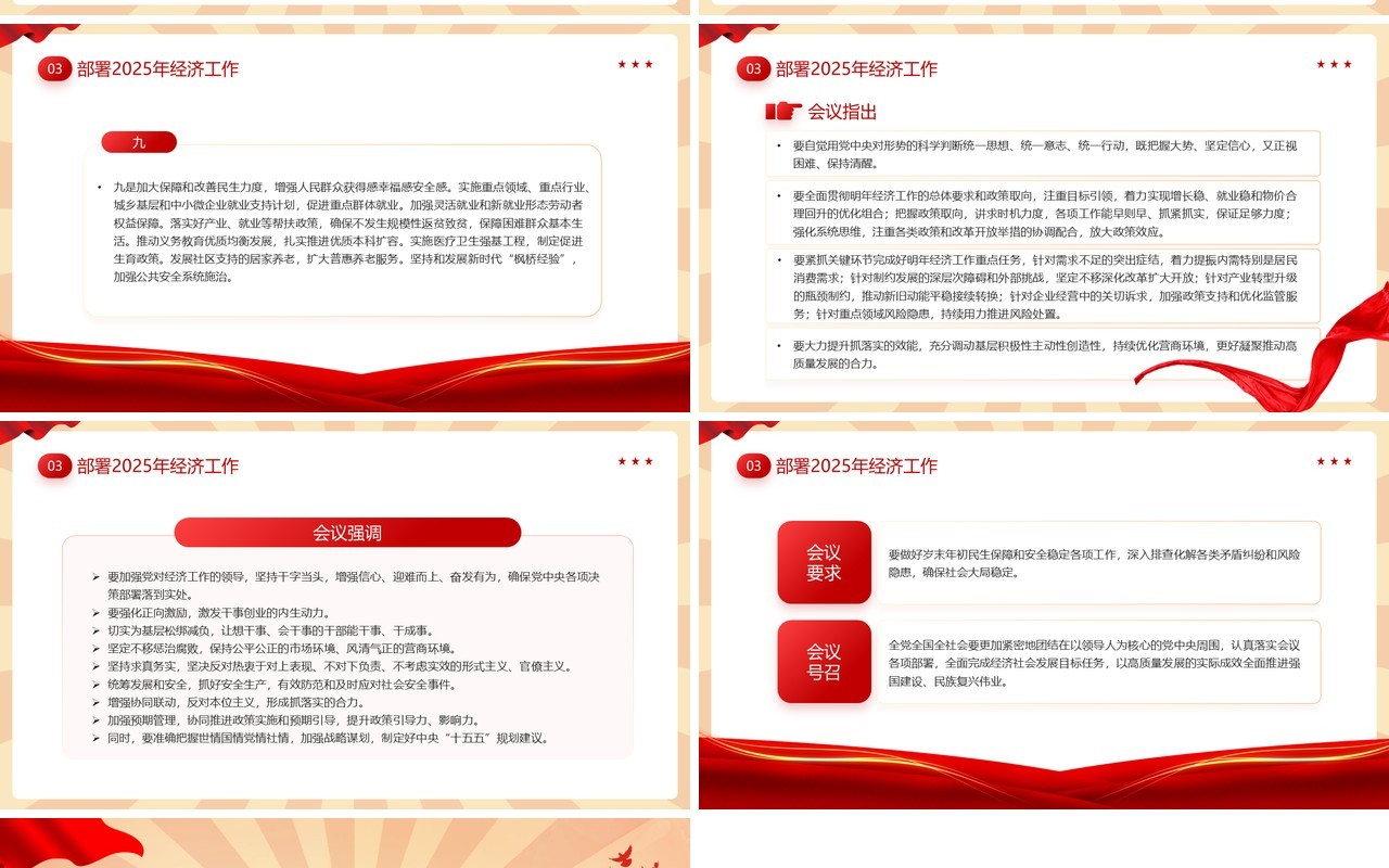 红色党政风中央经济工作会议速览PPT模板(1)