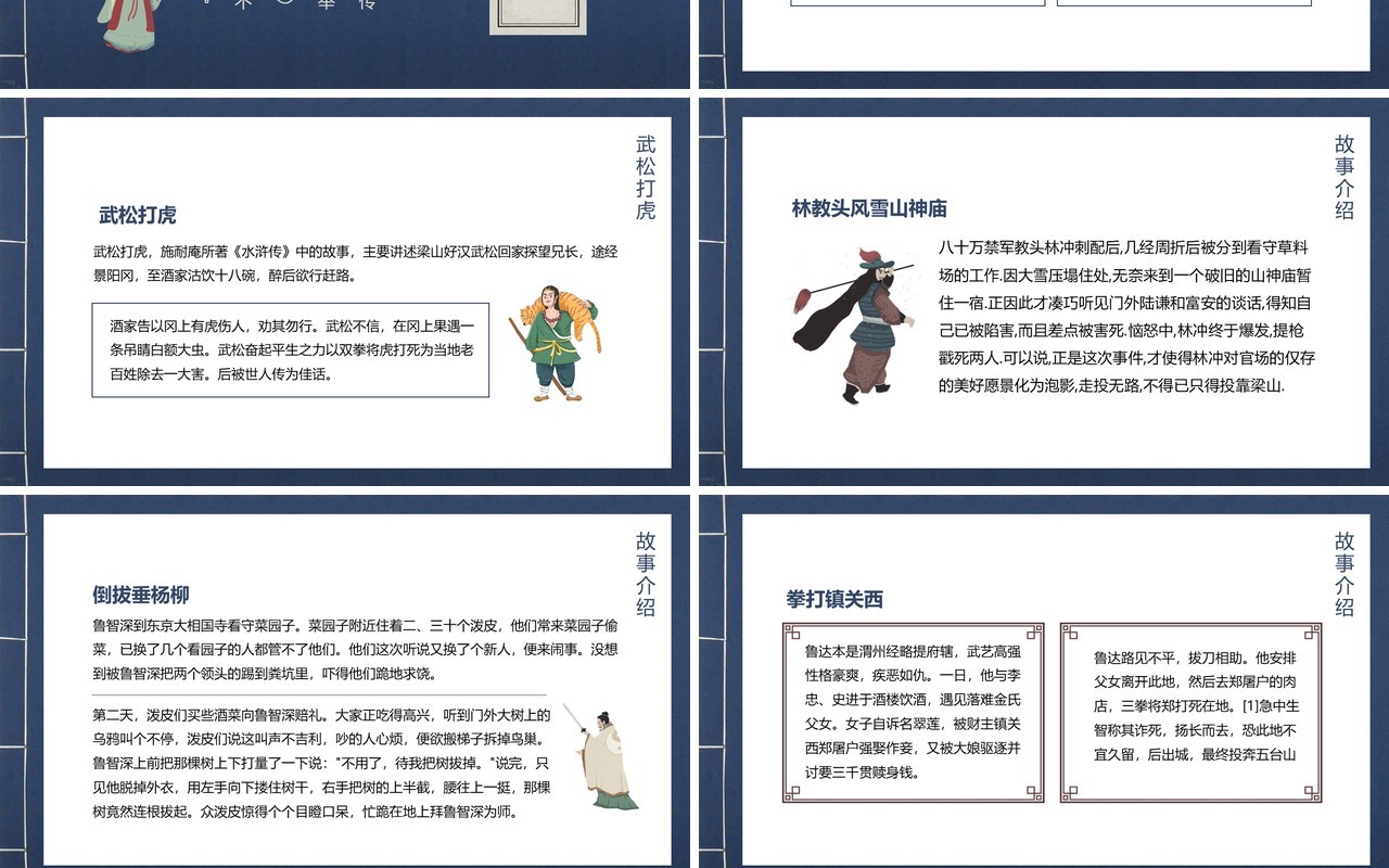 中国文学四大名著之水浒传人物故事介绍动态PPT模板