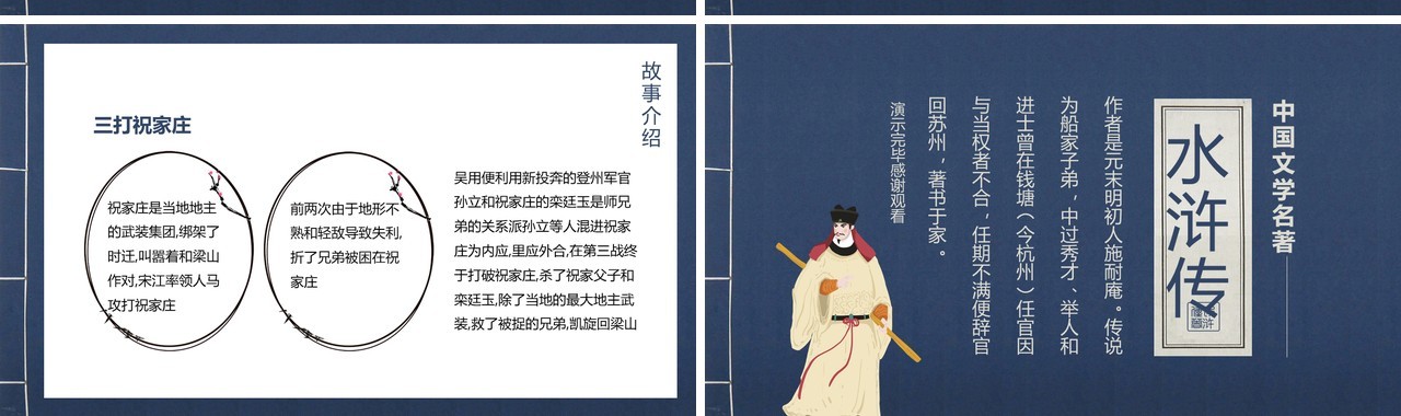 中国文学四大名著之水浒传人物故事介绍动态PPT模板