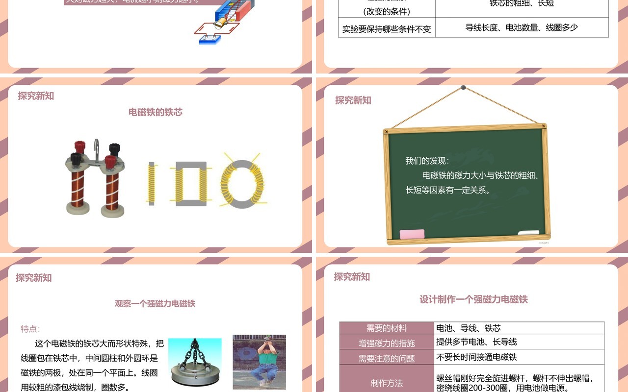 教科版六年级科学上册电磁铁的磁力PPT模板