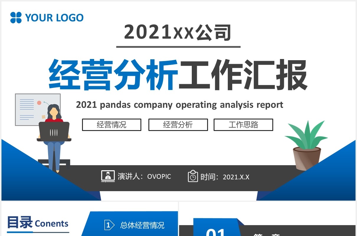 2021公司年终经营分析工作汇报总结通用PPT模板