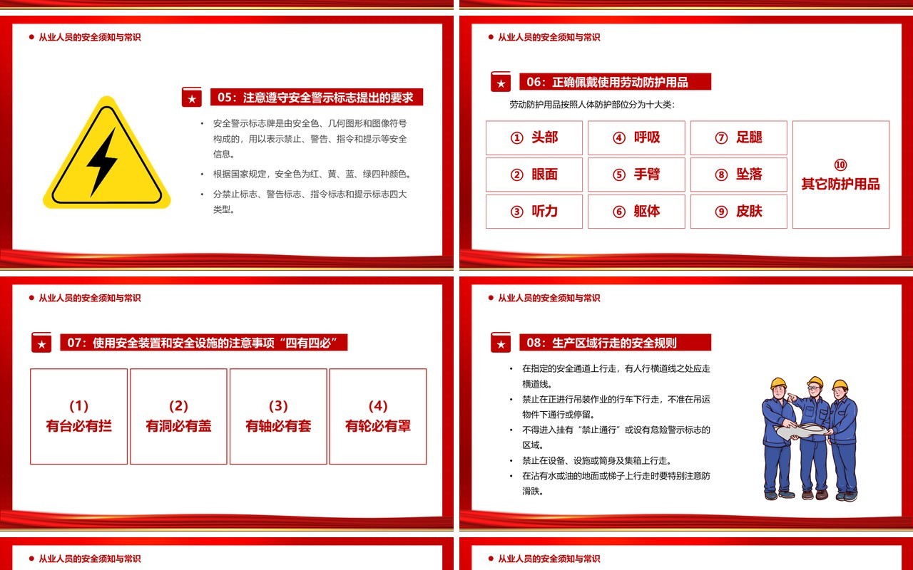 红色简约员工安全生产培训PPT模板(1)