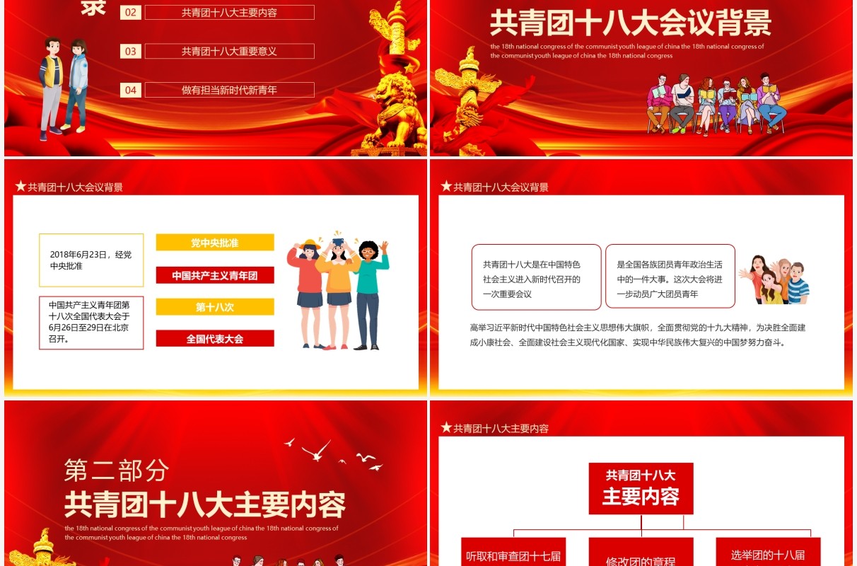 新时代的共青团中国共产主义青年团第十八次全国代表大会动态PPT模板