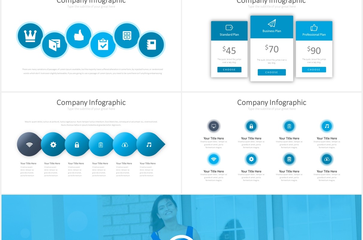 简约蓝色国外图片排版PPT模板Groningen Powerpoint Template